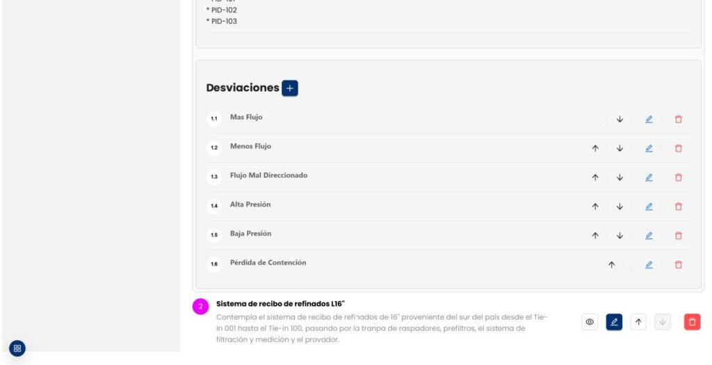 Tanto los nodos como las desviaciones pueden ser adicionados, editados y reorganizados fácilmente, permitiendo adaptarse a los requerimientos específicos de cada proyecto y equipo de trabajo.